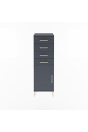 Arges Dolap Tek Raflı 4 Çekmeceli Tek Kapaklı 44x30x134 Antrasit-Antrasit