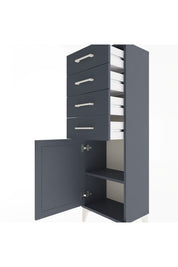 Arges Dolap Tek Raflı 4 Çekmeceli Tek Kapaklı 44x30x134 Antrasit-Antrasit