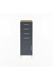 Arges Dolap Tek Raflı 4 Çekmeceli Tek Kapaklı 44x30x134 Çam-Antrasit