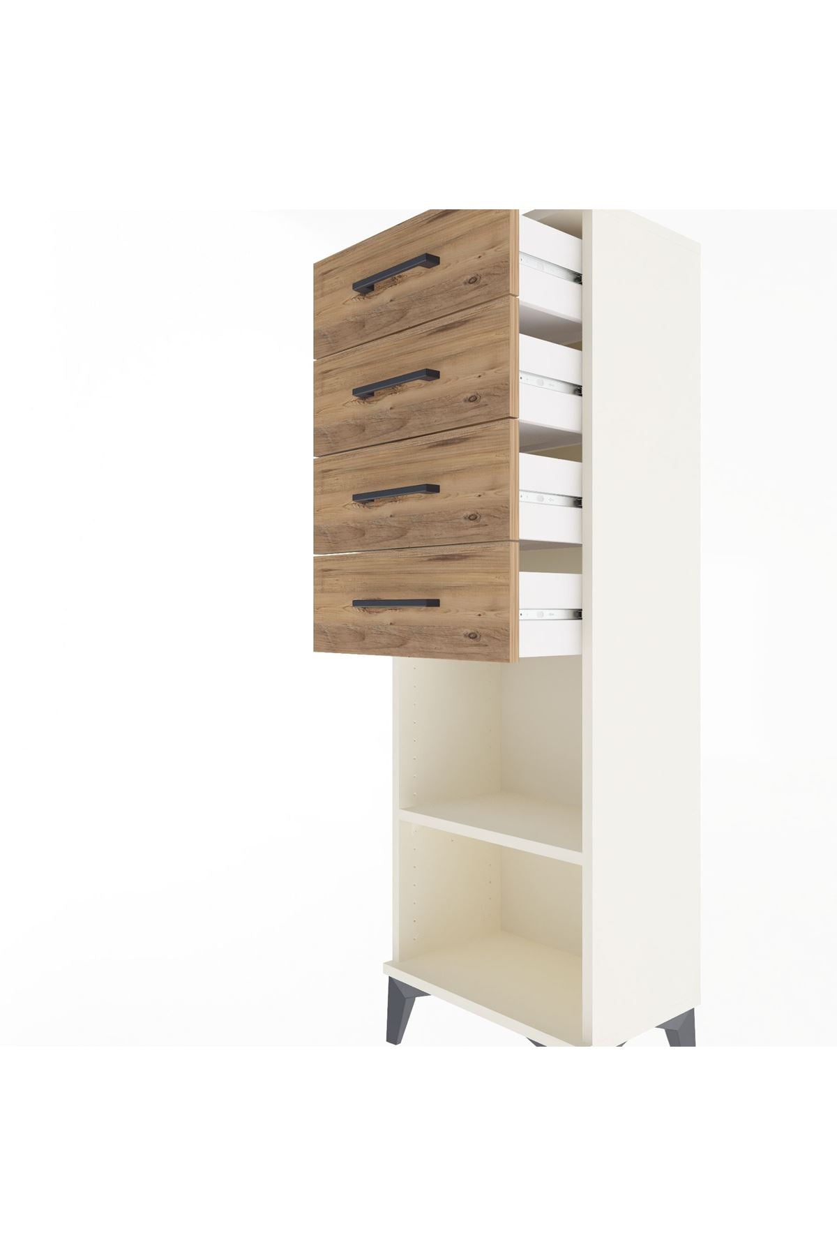 Arges Dolap Tek Raflı 4 Çekmeceli 44x30x134 Aytaşı-Çam