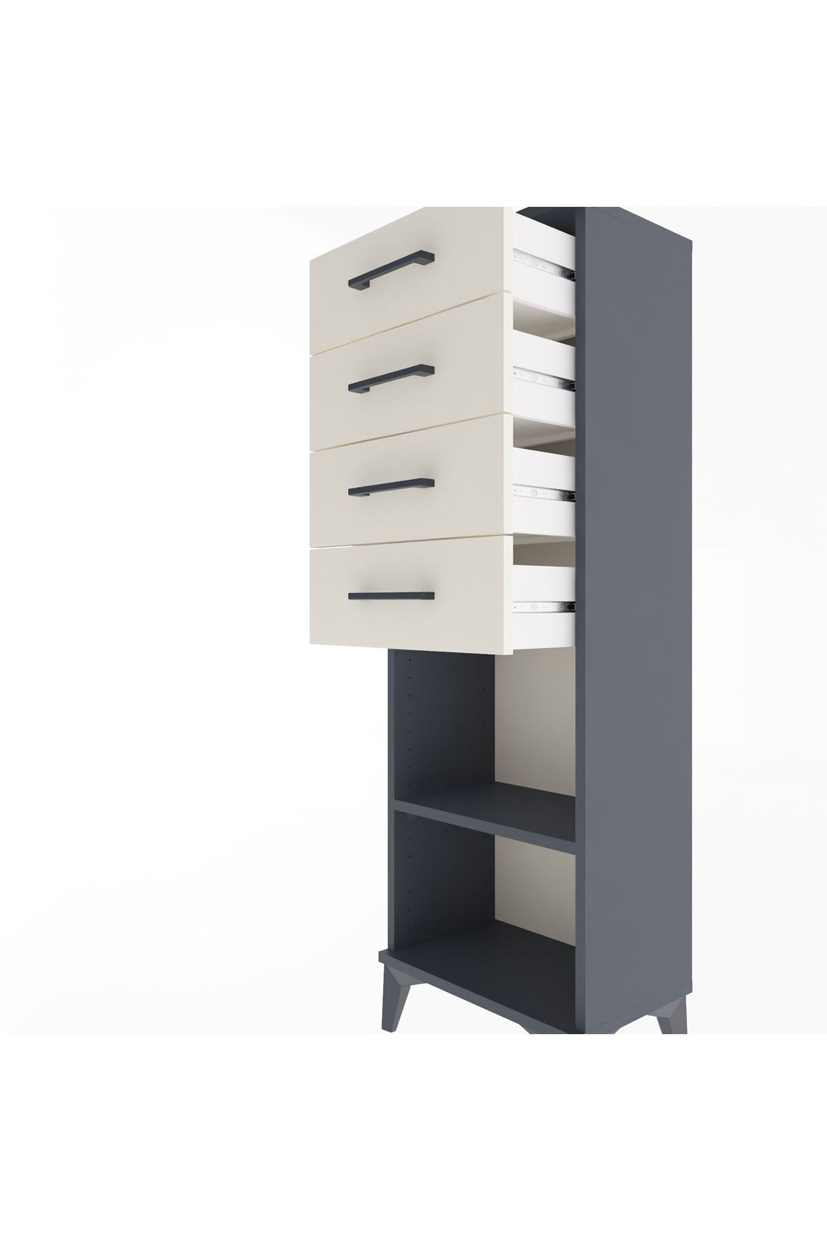 Arges Dolap Tek Raflı 4 Çekmeceli 44x30x134 Antrasit-Aytaşı