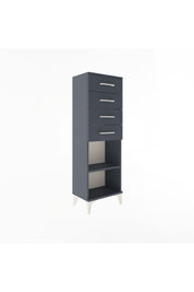 Arges Dolap Tek Raflı 4 Çekmeceli 44x30x134 Antrasit-Antrasit