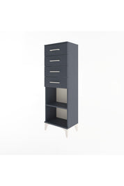 Arges Dolap Tek Raflı 4 Çekmeceli 44x30x134 Antrasit-Antrasit