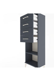 Arges Dolap Tek Raflı 4 Çekmeceli 44x30x134 Antrasit-Antrasit