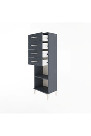 Arges Dolap Tek Raflı 4 Çekmeceli 44x30x134 Antrasit-Antrasit
