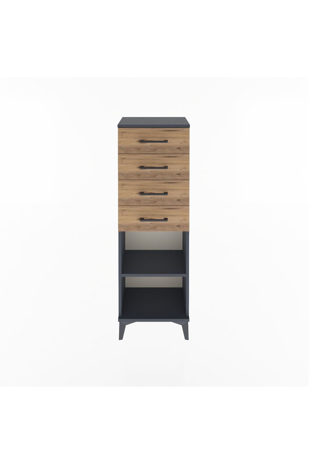 Arges Dolap Tek Raflı 4 Çekmeceli 44x30x134 Antrasit-Çam