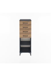 Arges Dolap Tek Raflı 4 Çekmeceli 44x30x134 Antrasit-Çam