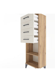 Arges Dolap Tek Raflı 4 Çekmeceli 44x30x134 Çam-Aytaşı