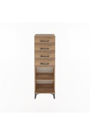 Arges Dolap Tek Raflı 4 Çekmeceli 44x30x134 Çam-Çam