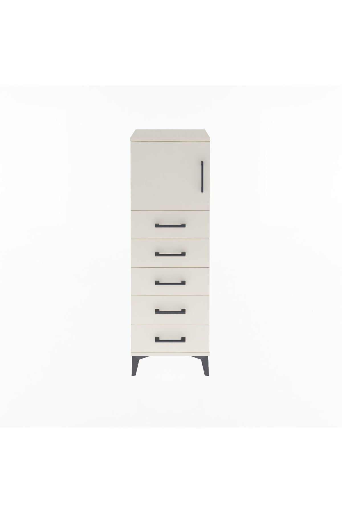 Arges Dolap Tek Raflı 5 Çekmeceli Tek Kapaklı 44x30x134 Aytaşı-Aytaşı