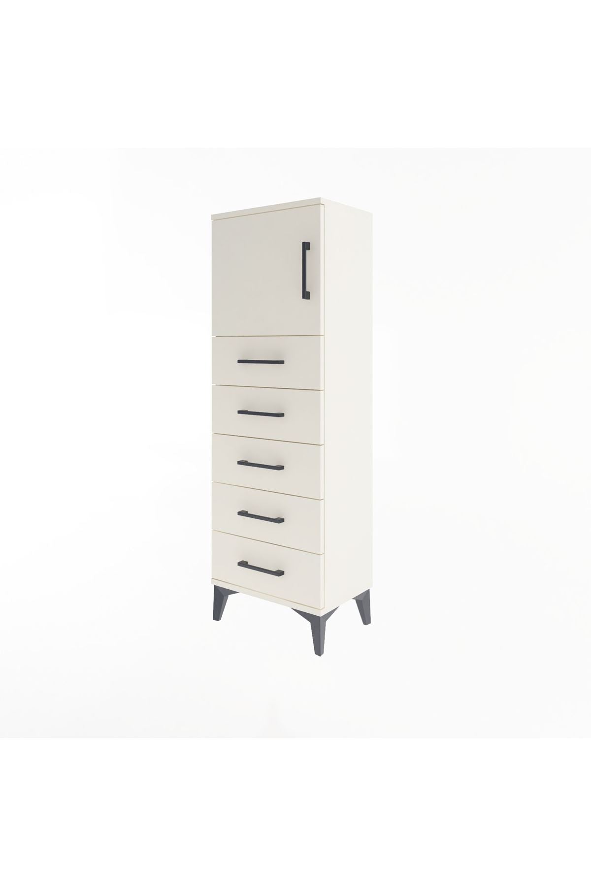 Arges Dolap Tek Raflı 5 Çekmeceli Tek Kapaklı 44x30x134 Aytaşı-Aytaşı