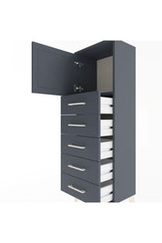 Arges Dolap Tek Raflı 5 Çekmeceli Tek Kapaklı 44x30x134 Antrasit-Antrasit