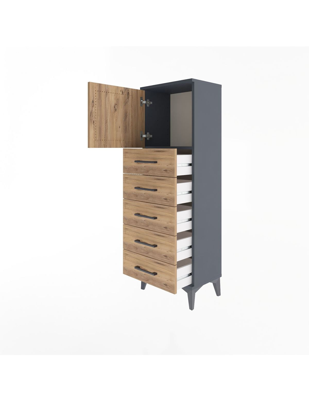 Arges Dolap Tek Raflı 5 Çekmeceli Tek Kapaklı 44x30x134 - S16M074V6A