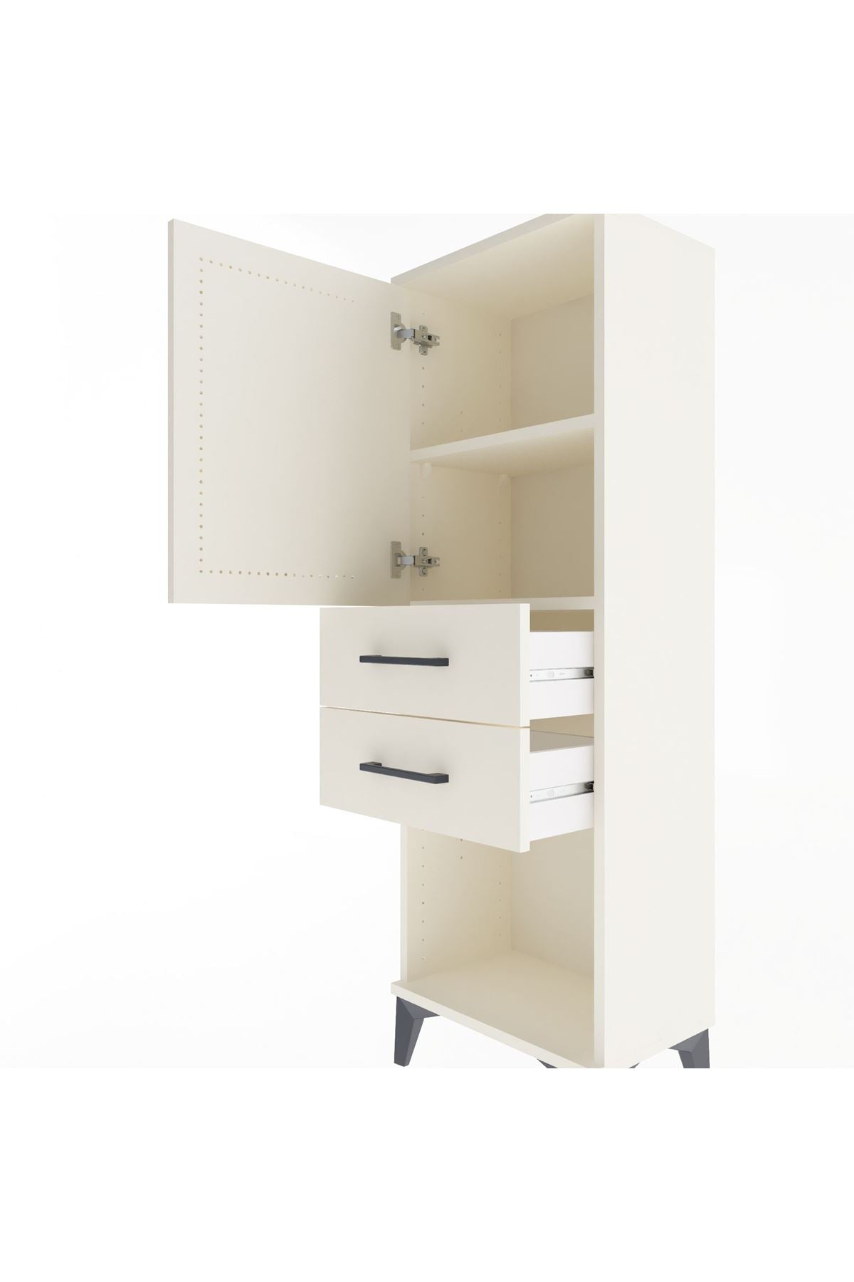 Arges Dolap 2 Raflı 2 Çekmeceli Tek Kapaklı 44x30x134 - S16M038V1A