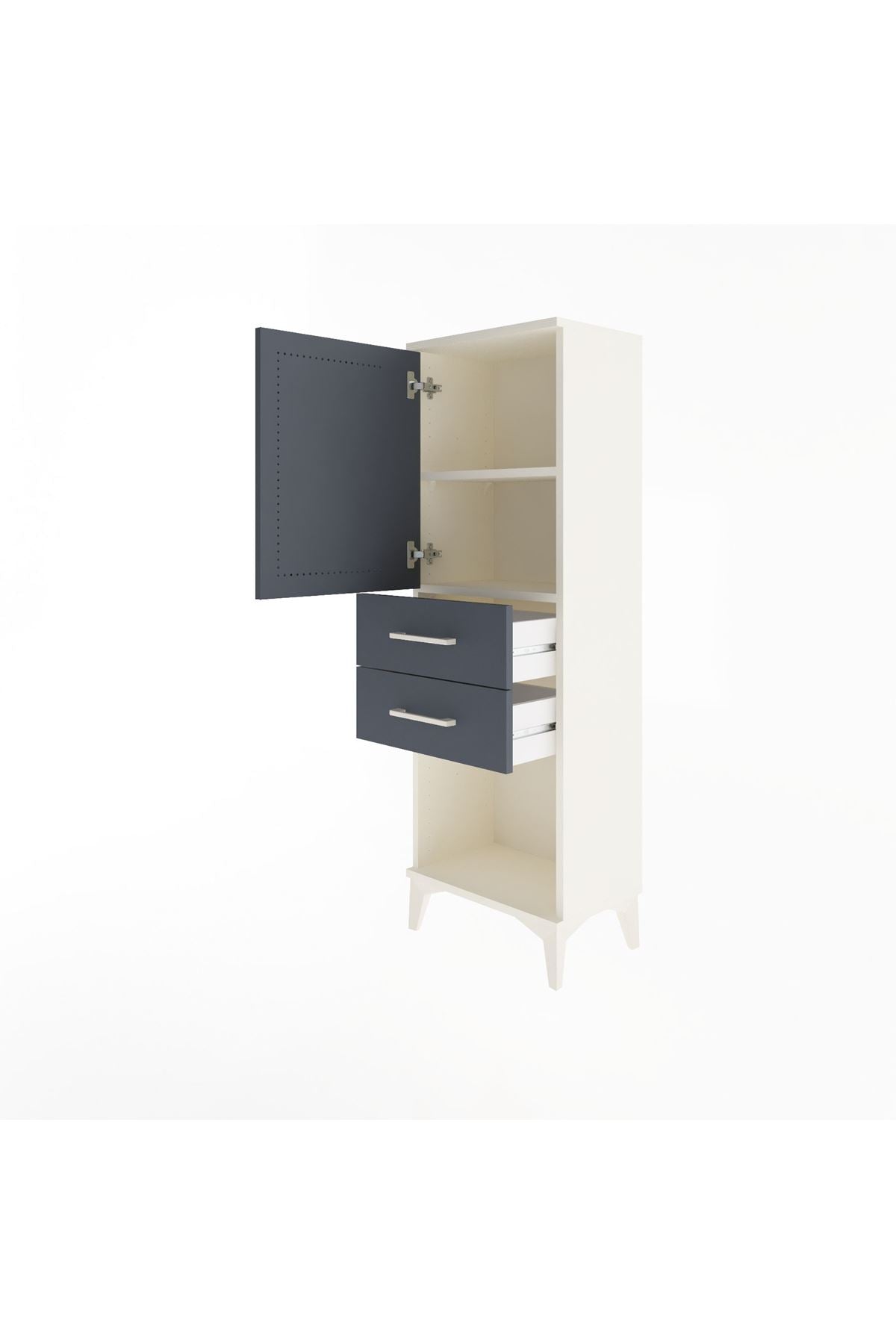 Arges Dolap 2 Raflı 2 Çekmeceli Tek Kapaklı 44x30x134 Aytaşı-Antrasit