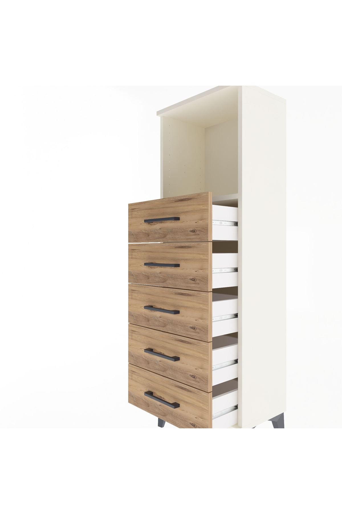 Arges Dolap Tek Raflı 5 Çekmeceli 44x30x134 Aytaşı-Çam