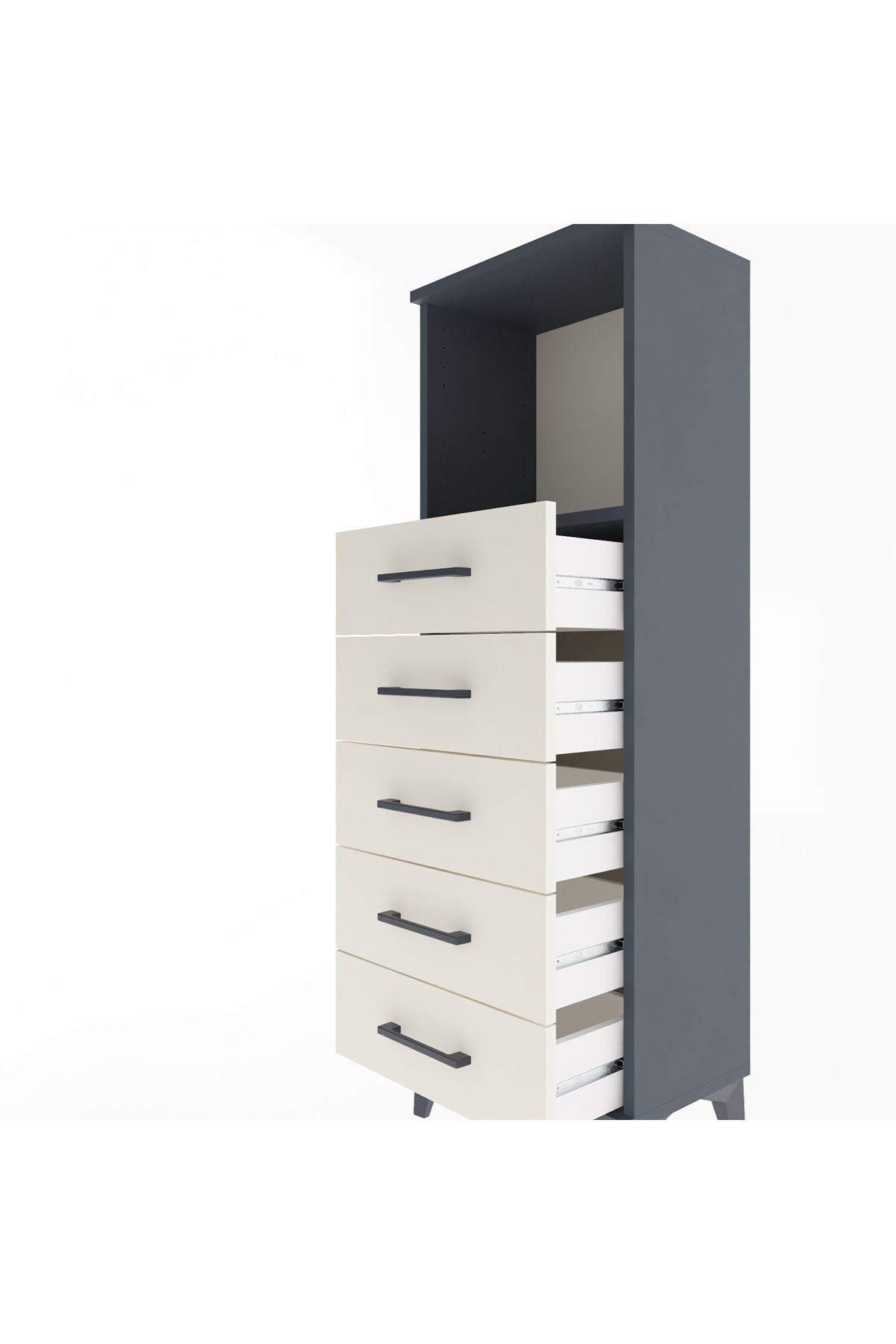 Arges Dolap Tek Raflı 5 Çekmeceli 44x30x134 Antrasit-Aytaşı