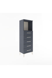Arges Dolap Tek Raflı 5 Çekmeceli 44x30x134 Antrasit-Antrasit