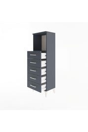 Arges Dolap Tek Raflı 5 Çekmeceli 44x30x134 Antrasit-Antrasit