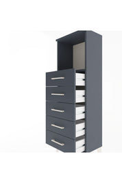 Arges Dolap Tek Raflı 5 Çekmeceli 44x30x134 Antrasit-Antrasit