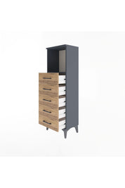 Arges Dolap Tek Raflı 5 Çekmeceli 44x30x134 Antrasit-Çam