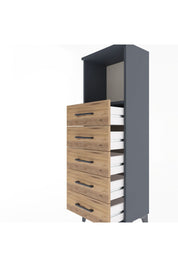 Arges Dolap Tek Raflı 5 Çekmeceli 44x30x134 Antrasit-Çam