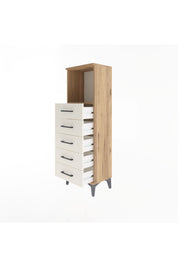 Arges Dolap Tek Raflı 5 Çekmeceli 44x30x134 Çam-Aytaşı