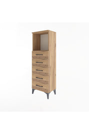 Arges Dolap Tek Raflı 5 Çekmeceli 44x30x134 Çam-Çam
