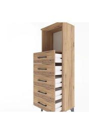 Arges Dolap Tek Raflı 5 Çekmeceli 44x30x134 Çam-Çam