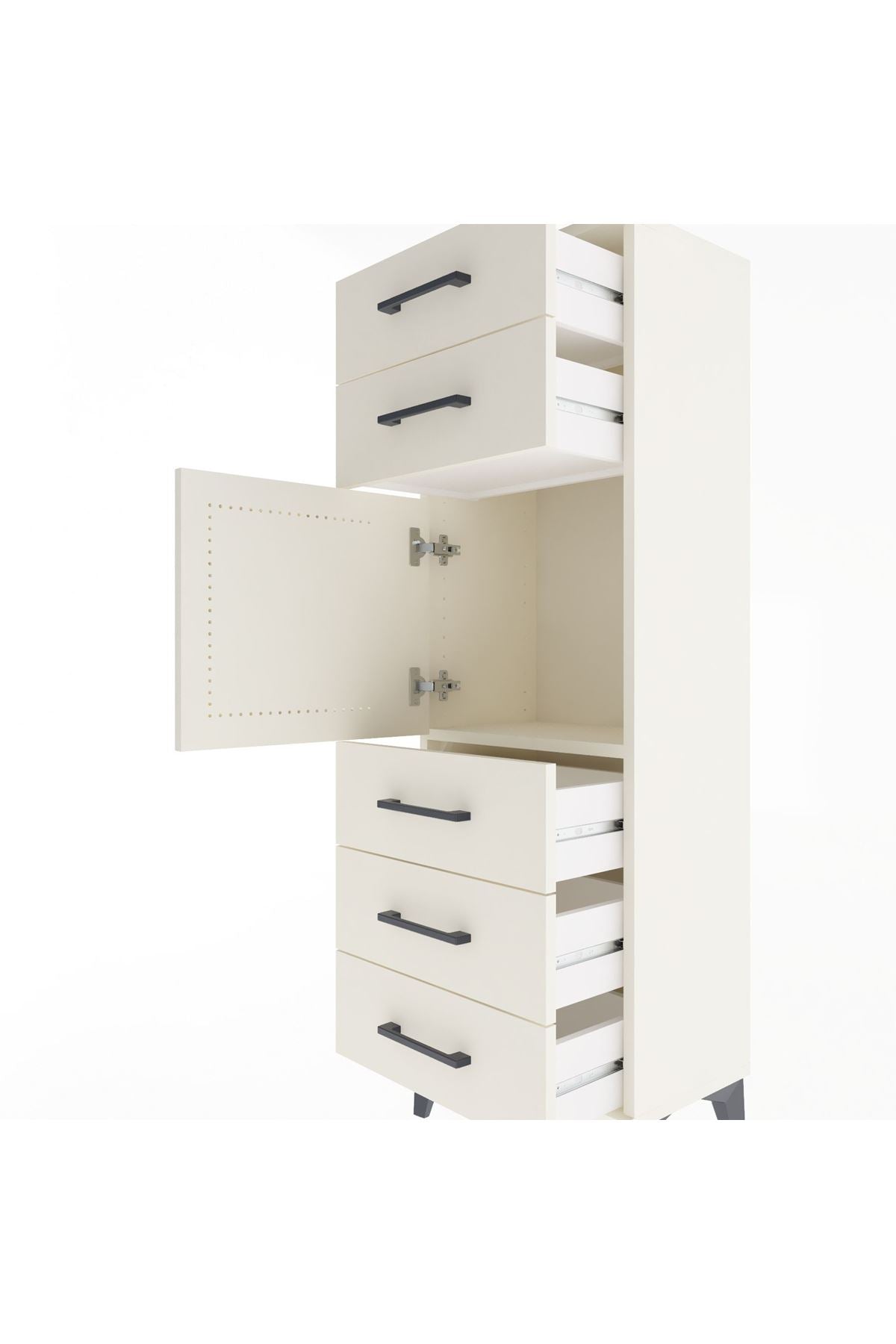 Arges Dolap Tek Raflı 5 Çekmeceli Tek Kapaklı 44x30x134 Aytaşı-Aytaşı