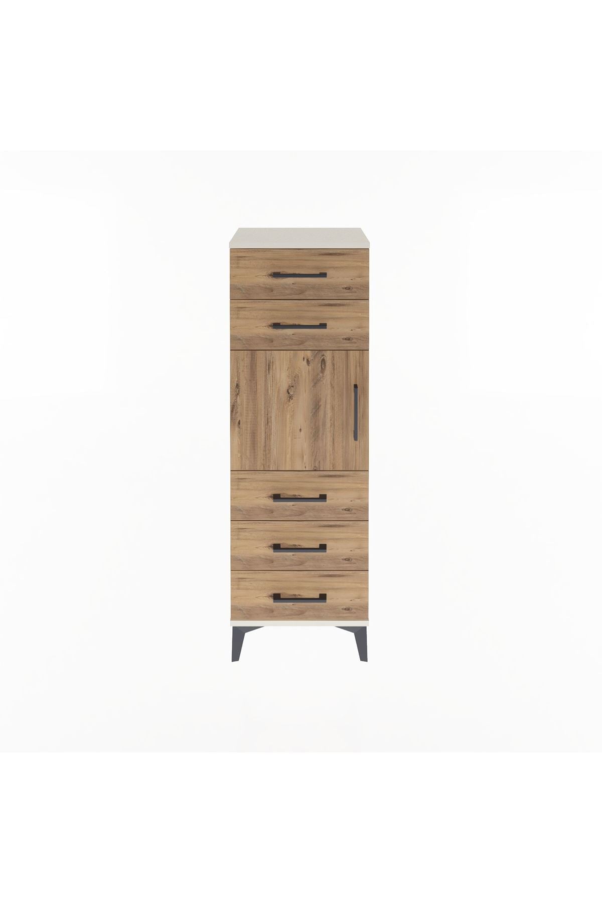 Arges Dolap Tek Raflı 5 Çekmeceli Tek Kapaklı 44x30x134 Aytaşı-Çam