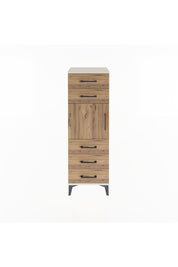 Arges Dolap Tek Raflı 5 Çekmeceli Tek Kapaklı 44x30x134 Aytaşı-Çam
