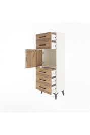 Arges Dolap Tek Raflı 5 Çekmeceli Tek Kapaklı 44x30x134 Aytaşı-Çam