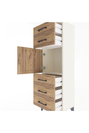 Arges Dolap Tek Raflı 5 Çekmeceli Tek Kapaklı 44x30x134 Aytaşı-Çam