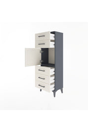 Arges Dolap Tek Raflı 5 Çekmeceli Tek Kapaklı 44x30x134 Antrasit-Aytaşı