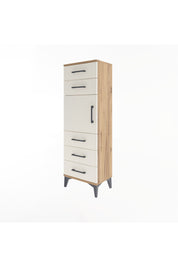 Arges Dolap Tek Raflı 5 Çekmeceli Tek Kapaklı 44x30x134 Çam-Aytaşı
