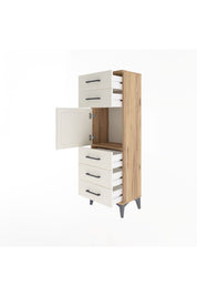 Arges Dolap Tek Raflı 5 Çekmeceli Tek Kapaklı 44x30x134 Çam-Aytaşı