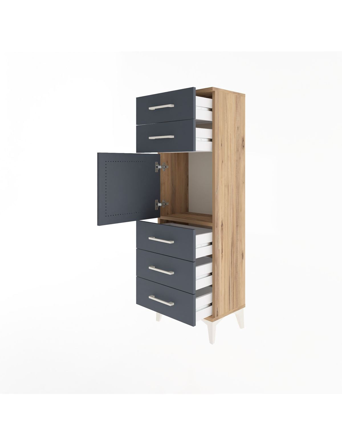 Arges Dolap Tek Raflı 5 Çekmeceli Tek Kapaklı 44x30x134 - S16M076V8A