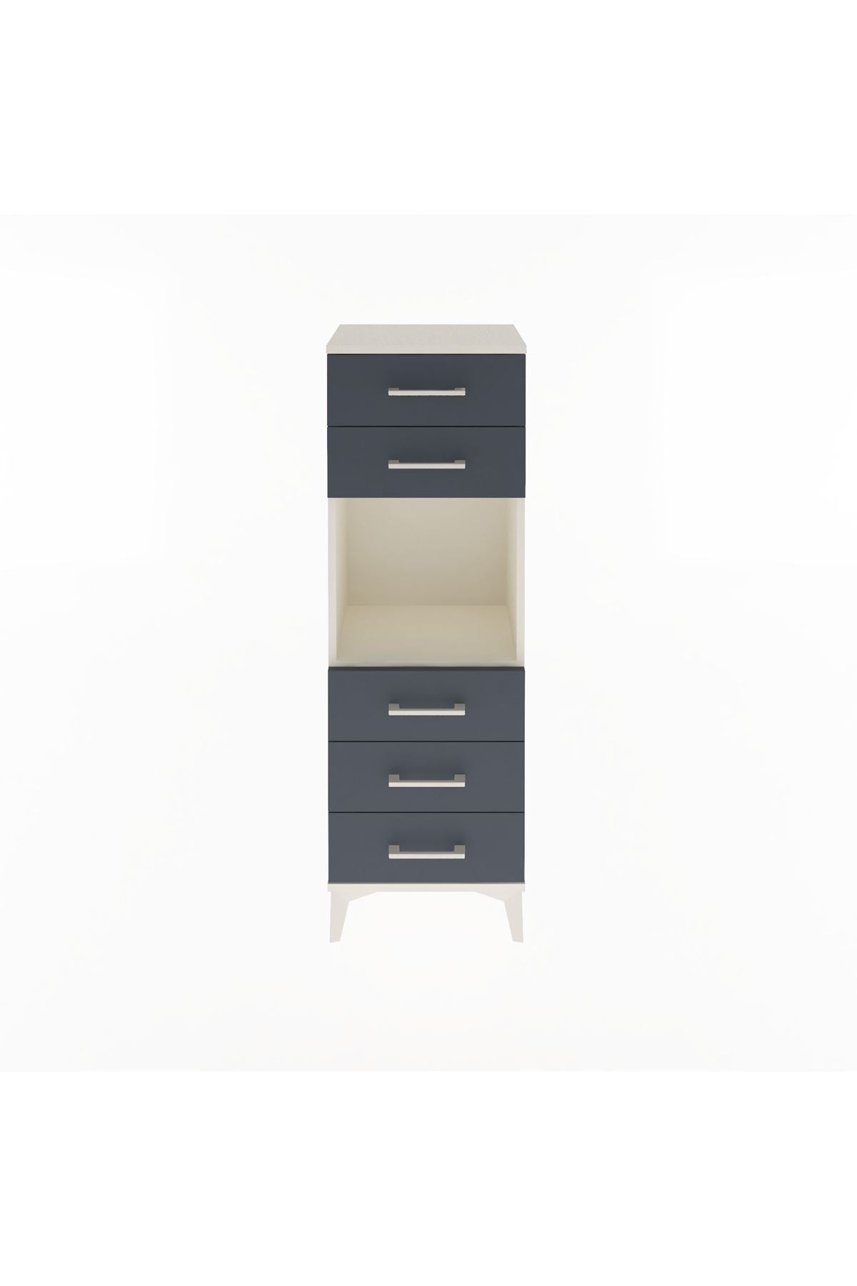 Arges Dolap Tek Raflı 5 Çekmeceli 44x30x134 Aytaşı-Antrasit