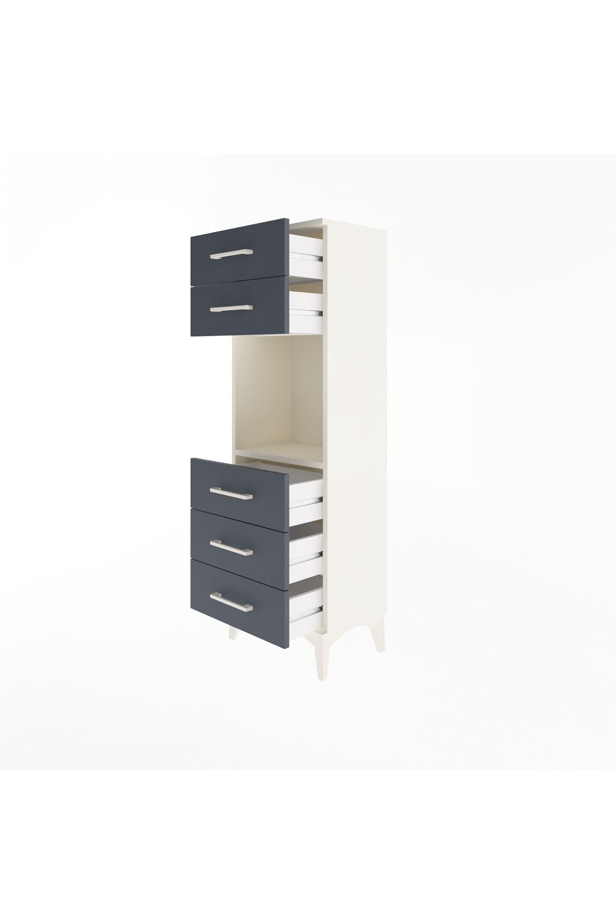 Arges Dolap Tek Raflı 5 Çekmeceli 44x30x134 Aytaşı-Antrasit