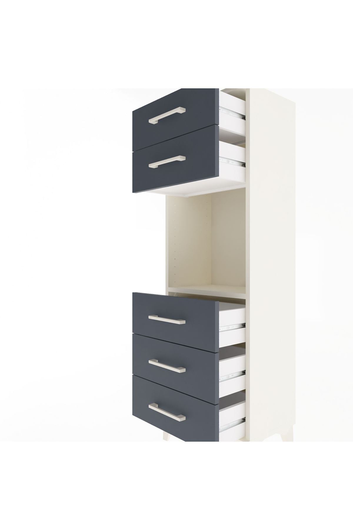 Arges Dolap Tek Raflı 5 Çekmeceli 44x30x134 Aytaşı-Antrasit