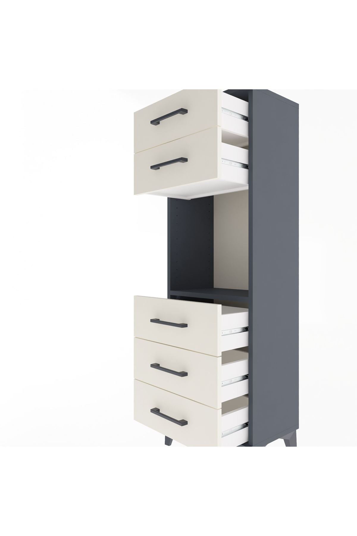 Arges Dolap Tek Raflı 5 Çekmeceli 44x30x134 Antrasit-Aytaşı