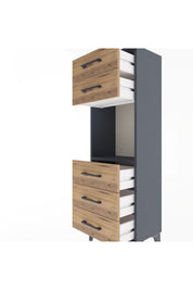 Arges Dolap Tek Raflı 5 Çekmeceli 44x30x134 Antrasit-Çam