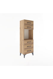 Arges Dolap Tek Raflı 5 Çekmeceli 44x30x134 Çam-Çam