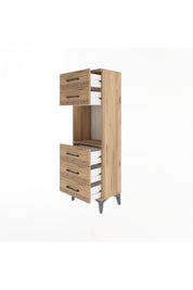 Arges Dolap Tek Raflı 5 Çekmeceli 44x30x134 Çam-Çam