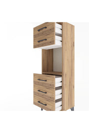 Arges Dolap Tek Raflı 5 Çekmeceli 44x30x134 Çam-Çam