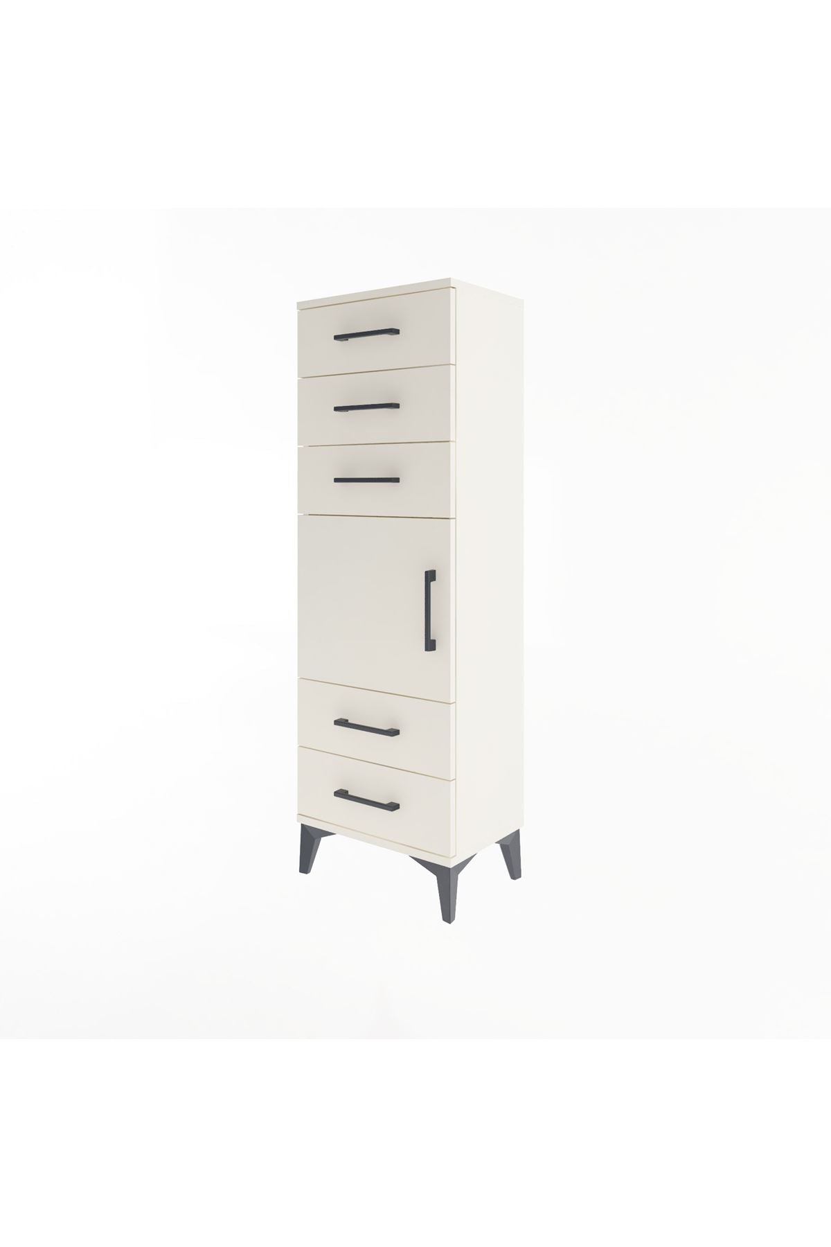 Arges Dolap Tek Raflı 5 Çekmeceli Tek Kapaklı 44x30x134 Aytaşı-Aytaşı