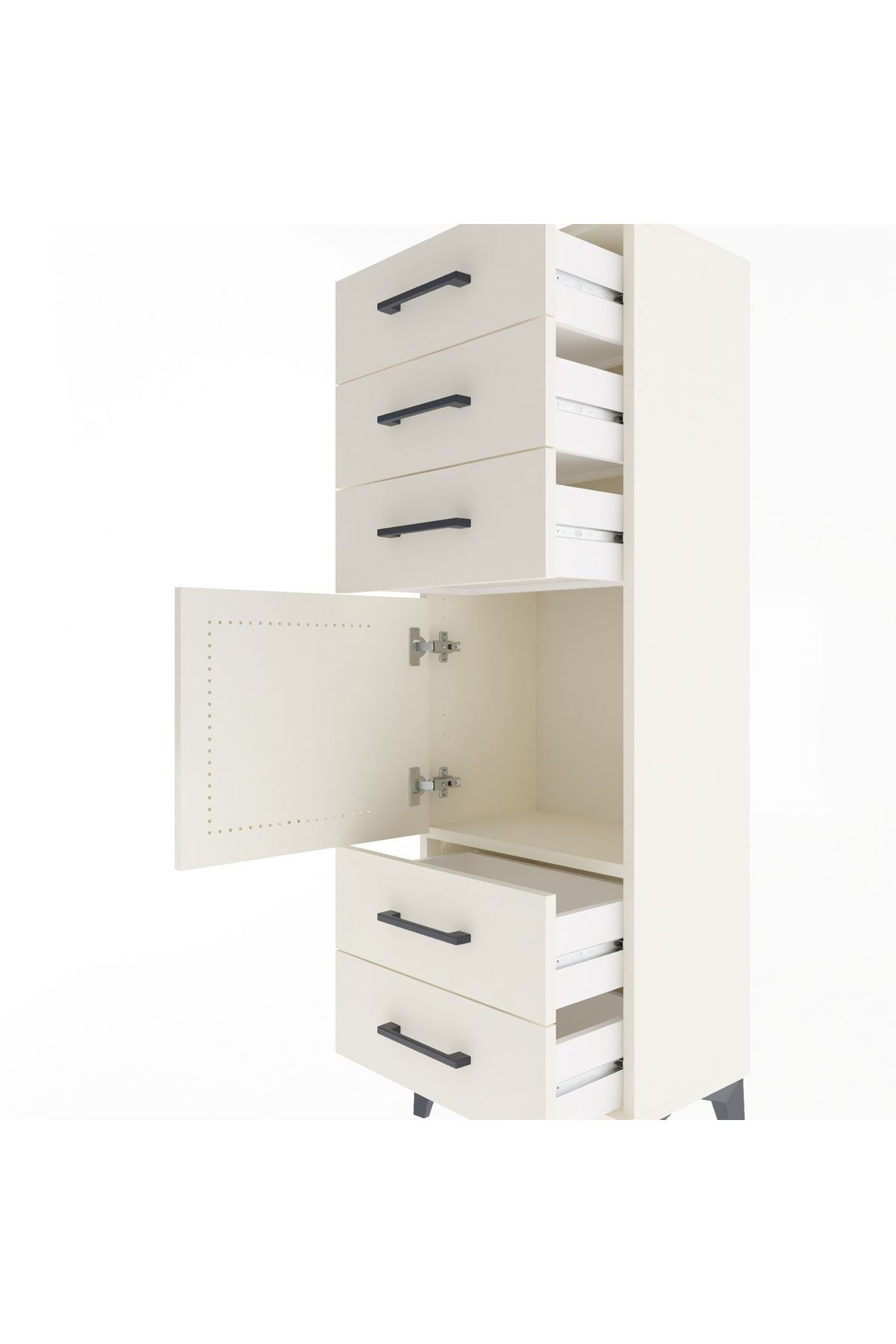 Arges Dolap Tek Raflı 5 Çekmeceli Tek Kapaklı 44x30x134 Aytaşı-Aytaşı