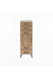 Arges Dolap Tek Raflı 5 Çekmeceli Tek Kapaklı 44x30x134 Aytaşı-Çam