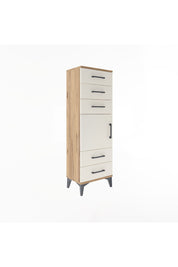 Arges Dolap Tek Raflı 5 Çekmeceli Tek Kapaklı 44x30x134 Çam-Aytaşı